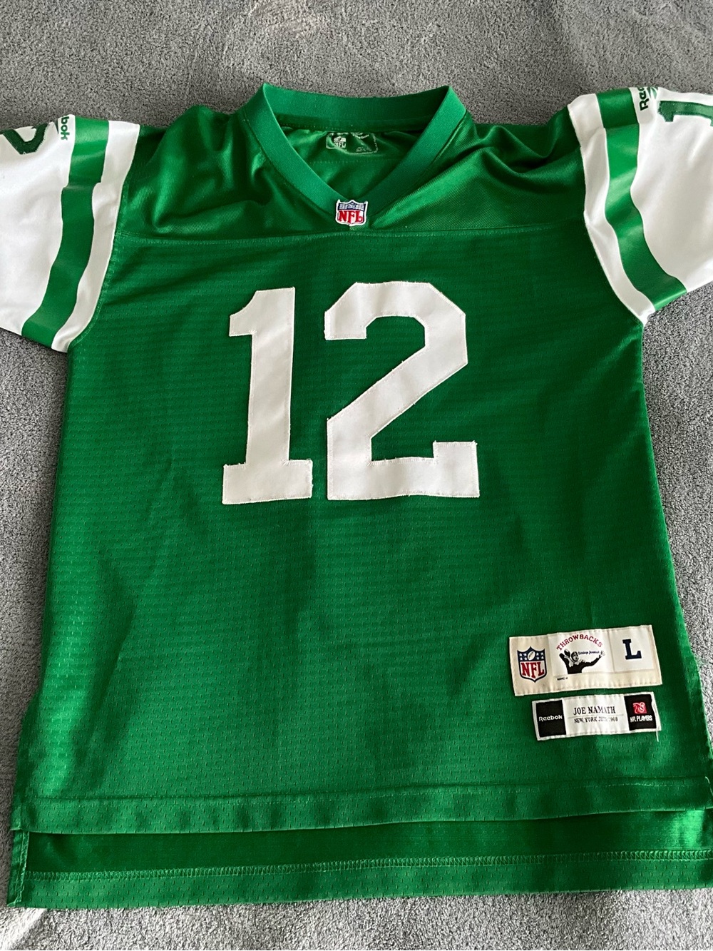 Reebok NFL Vintage Joe Namath New York Jets Retro Jersey Youth S 1968 Throwback